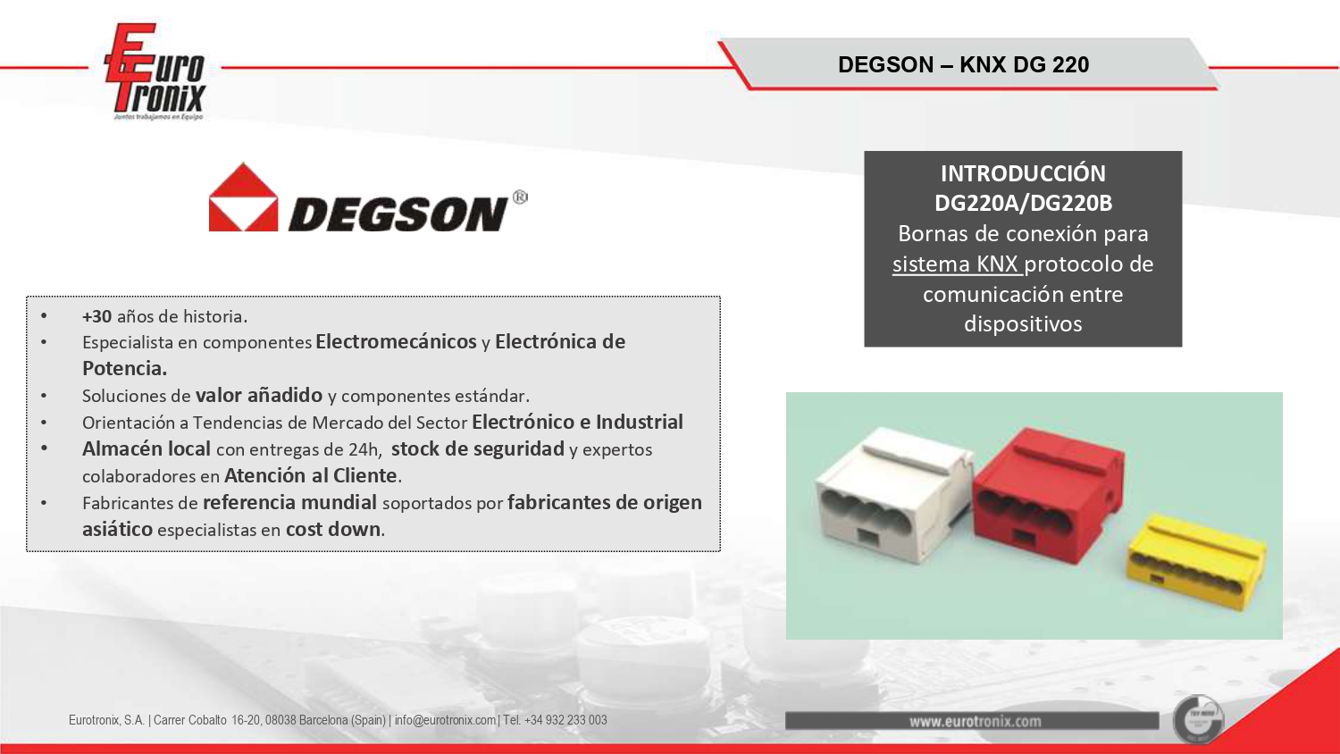 DG220A/DG220B - Bornas de conexión para sistema KNX